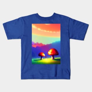 DREAMY SURREAL RAINBOW AND MUSHROOMS Kids T-Shirt